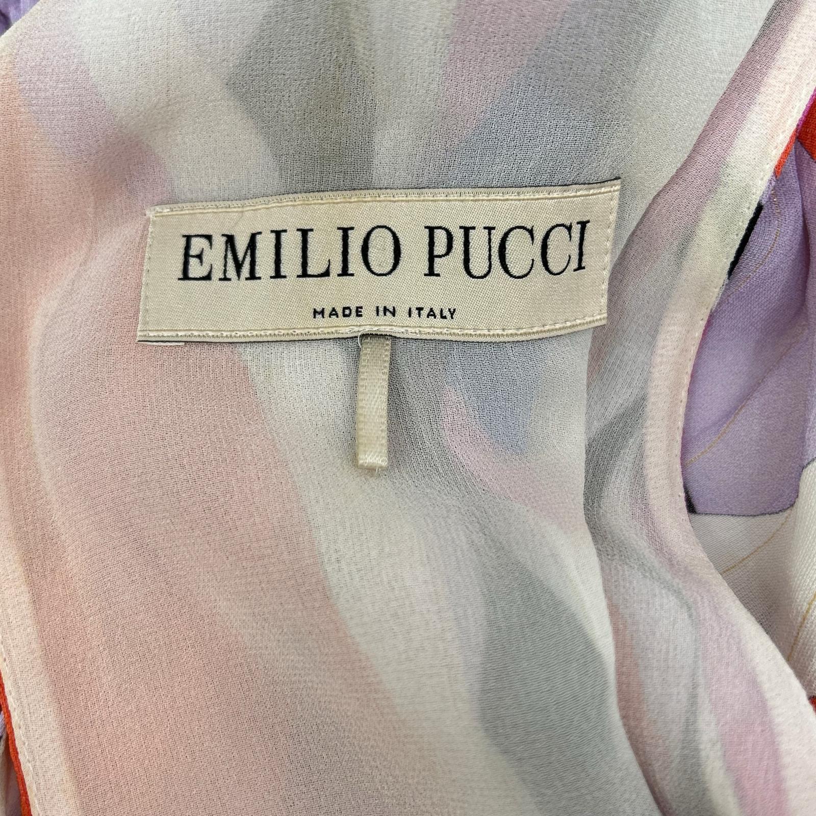 EMILIO PUCCI エミリオプッチ パープル系 総柄 チェーンベルト付きノースリーブ ワンピース ワンピース