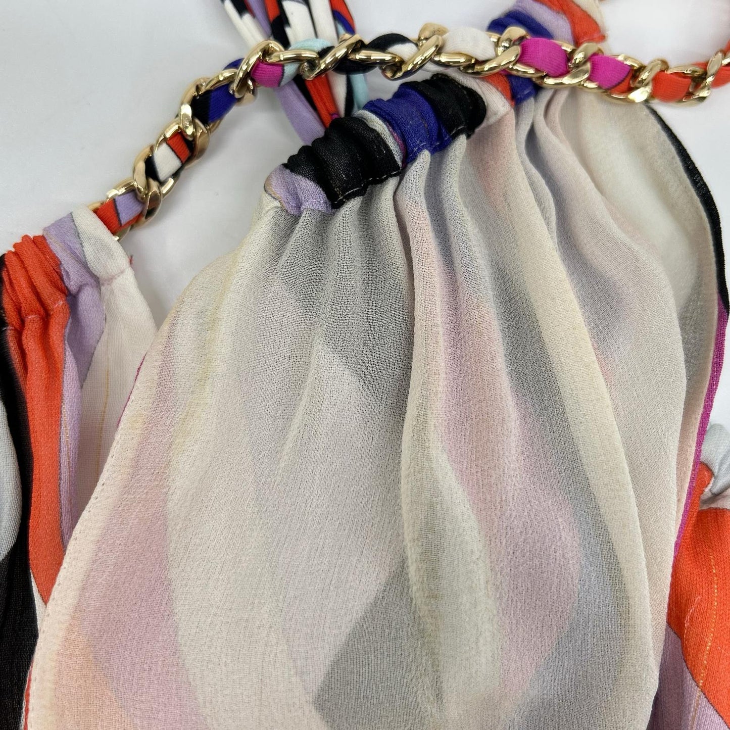 EMILIO PUCCI エミリオプッチ パープル系 総柄 チェーンベルト付きノースリーブ ワンピース ワンピース