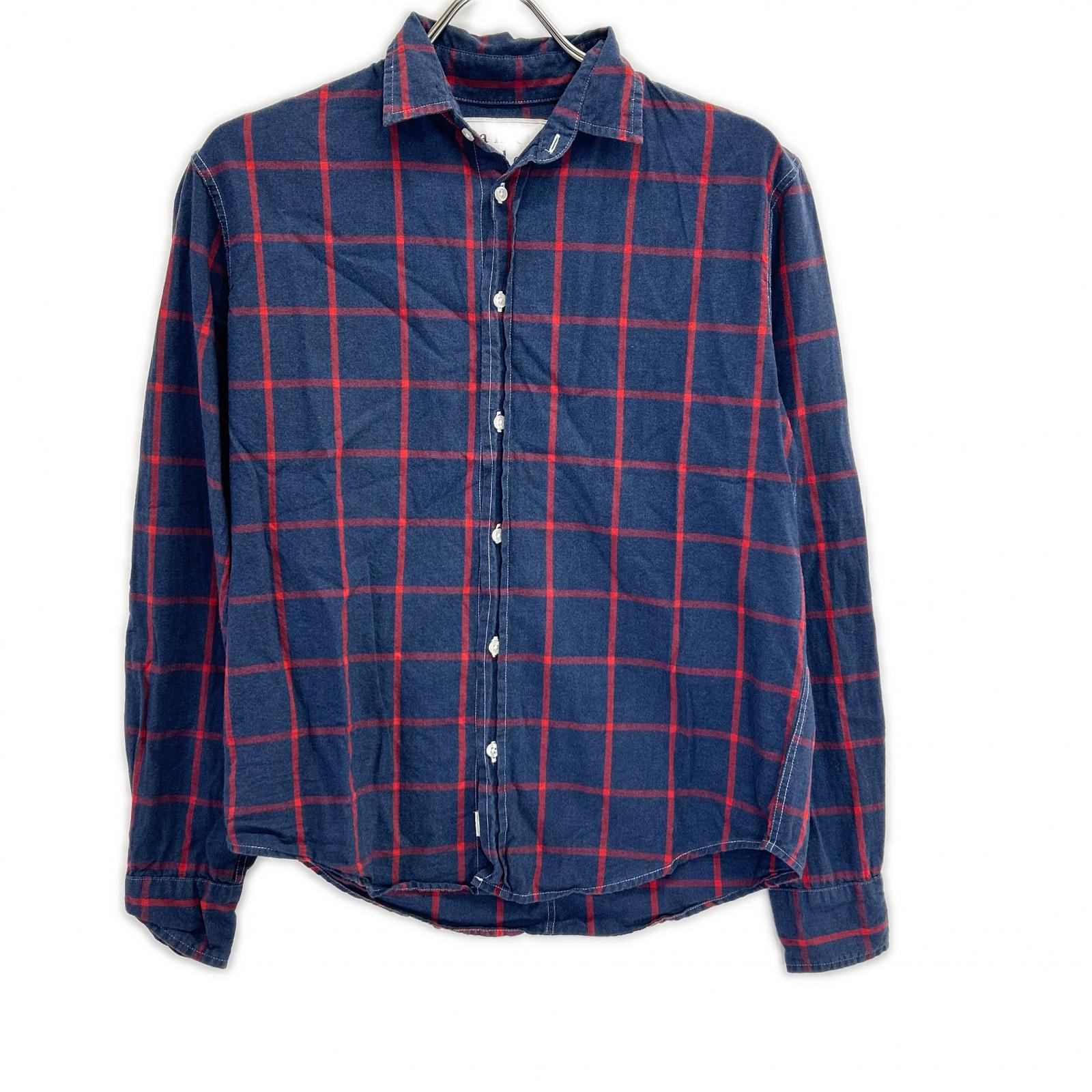Frank&Eileen フランクアンドアイリーン ネイビー×レッド PAUL コットン チェック シャツ トップス