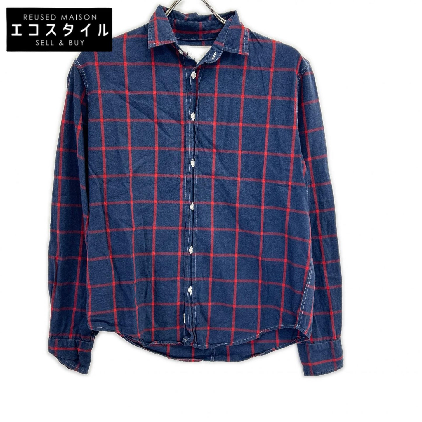 Frank&Eileen フランクアンドアイリーン ネイビー×レッド PAUL コットン チェック シャツ トップス