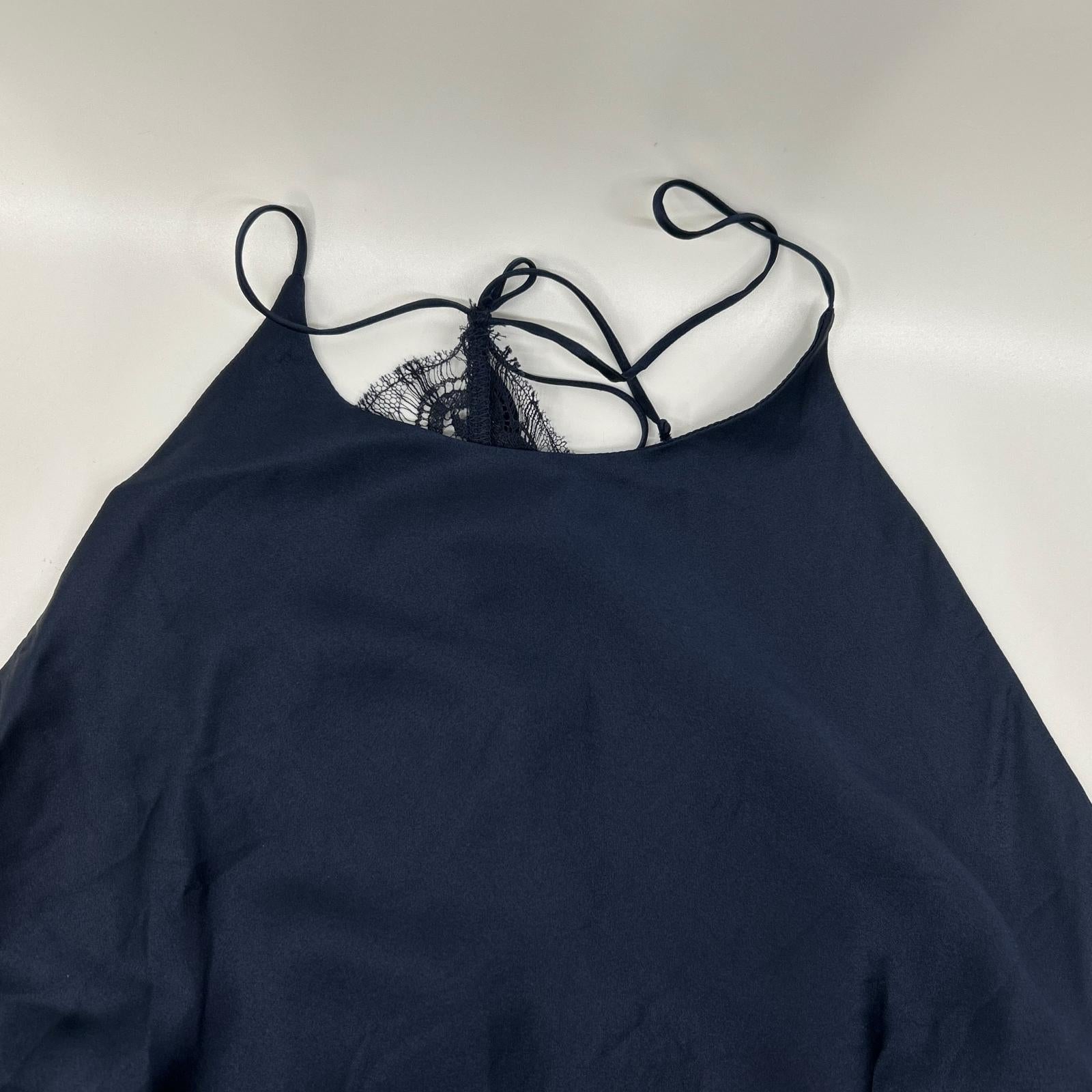 LAPERLA ラペルラ ネイビー シルク混 レース ノースリーブ ホルダーネックワンピース ワンピース