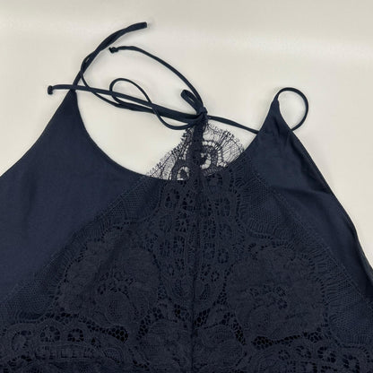 LAPERLA ラペルラ ネイビー シルク混 レース ノースリーブ ホルダーネックワンピース ワンピース