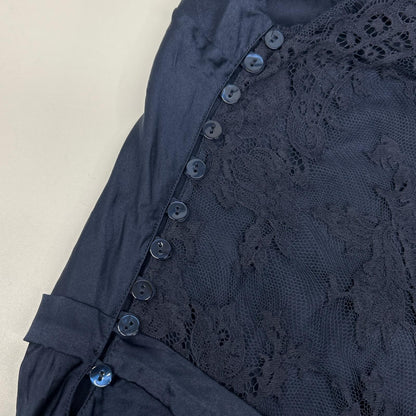 LAPERLA ラペルラ ネイビー シルク混 レース ノースリーブ ホルダーネックワンピース ワンピース