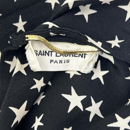 SAINT LAURENT PARIS サンローランパリ ブラック 444125 シルク スター柄 星　オープンショルダーブラウス トップス