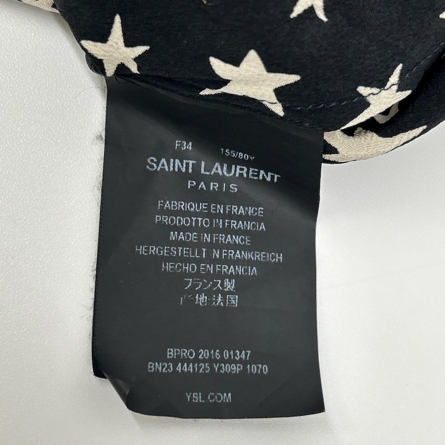 SAINT LAURENT PARIS サンローランパリ ブラック 444125 シルク スター柄 星　オープンショルダーブラウス トップス