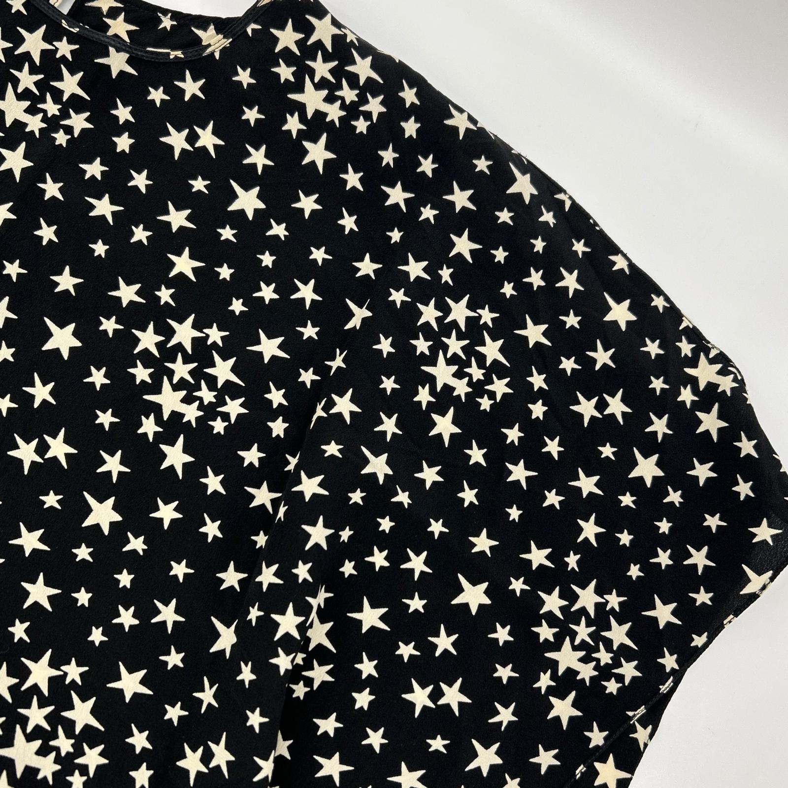 SAINT LAURENT PARIS サンローランパリ ブラック 444125 シルク スター柄 星　オープンショルダーブラウス トップス