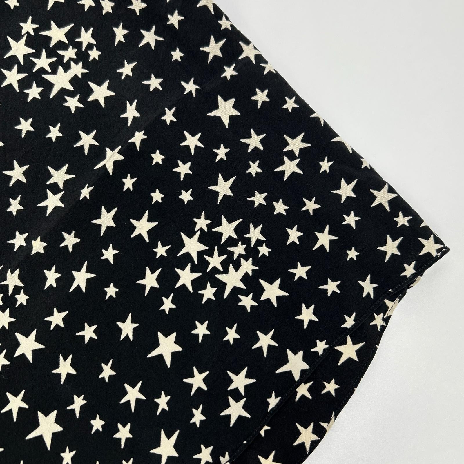 SAINT LAURENT PARIS サンローランパリ ブラック 444125 シルク スター柄 星　オープンショルダーブラウス トップス