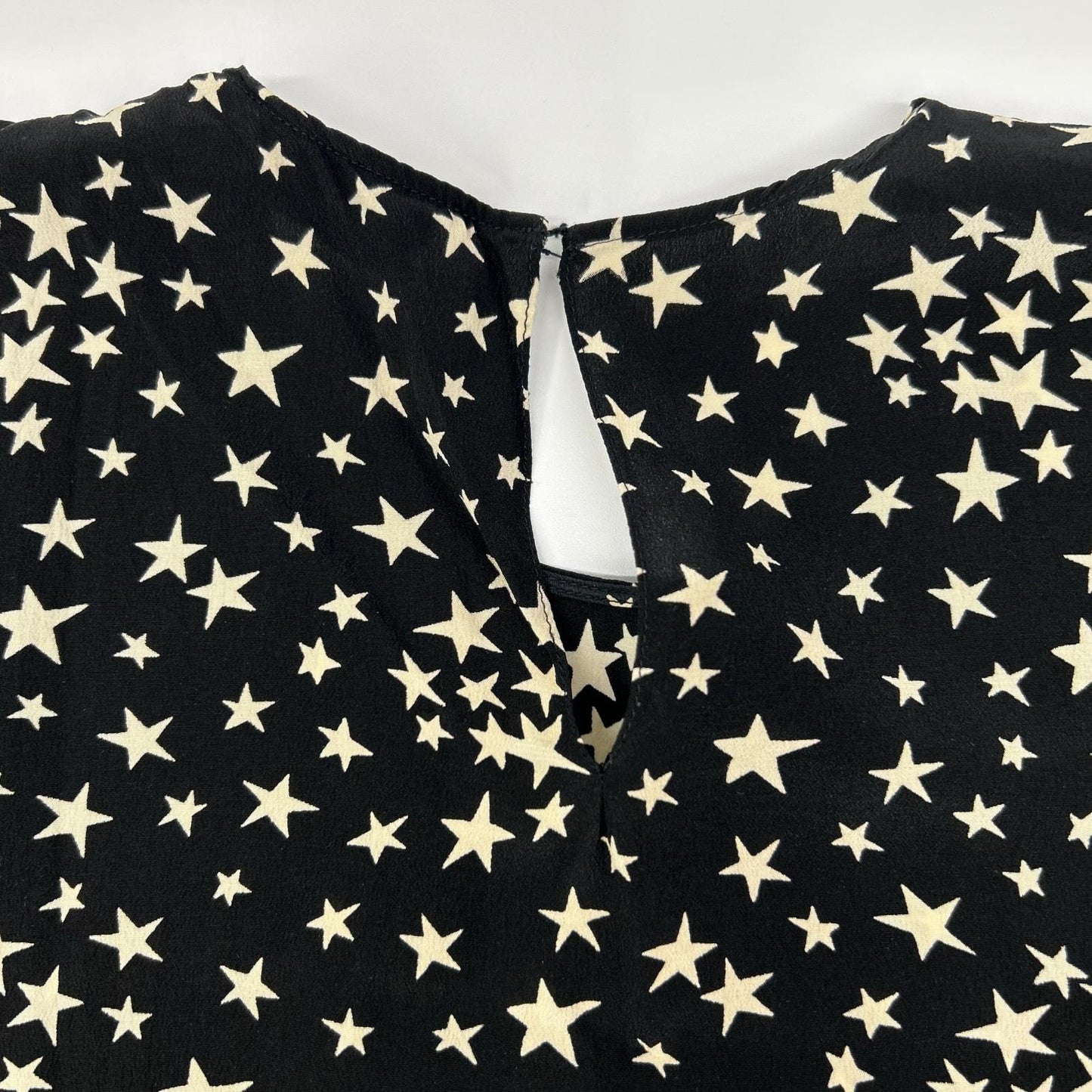 SAINT LAURENT PARIS サンローランパリ ブラック 444125 シルク スター柄 星　オープンショルダーブラウス トップス