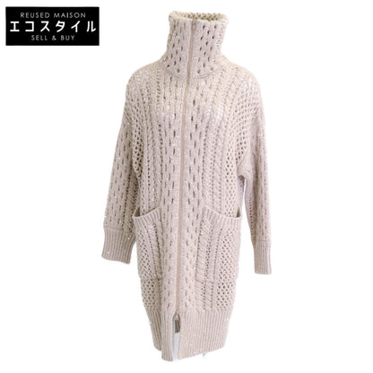 BRUNELLO CUCINELLI ブルネロクチネリ 【新品同様】MPA361126 カシミヤ混 透かし編み スパンコール ジップアップ ニット コート