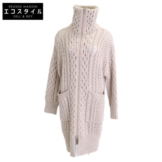 BRUNELLO CUCINELLI ブルネロクチネリ 【新品同様】MPA361126 カシミヤ混 透かし編み スパンコール ジップアップ ニット コート