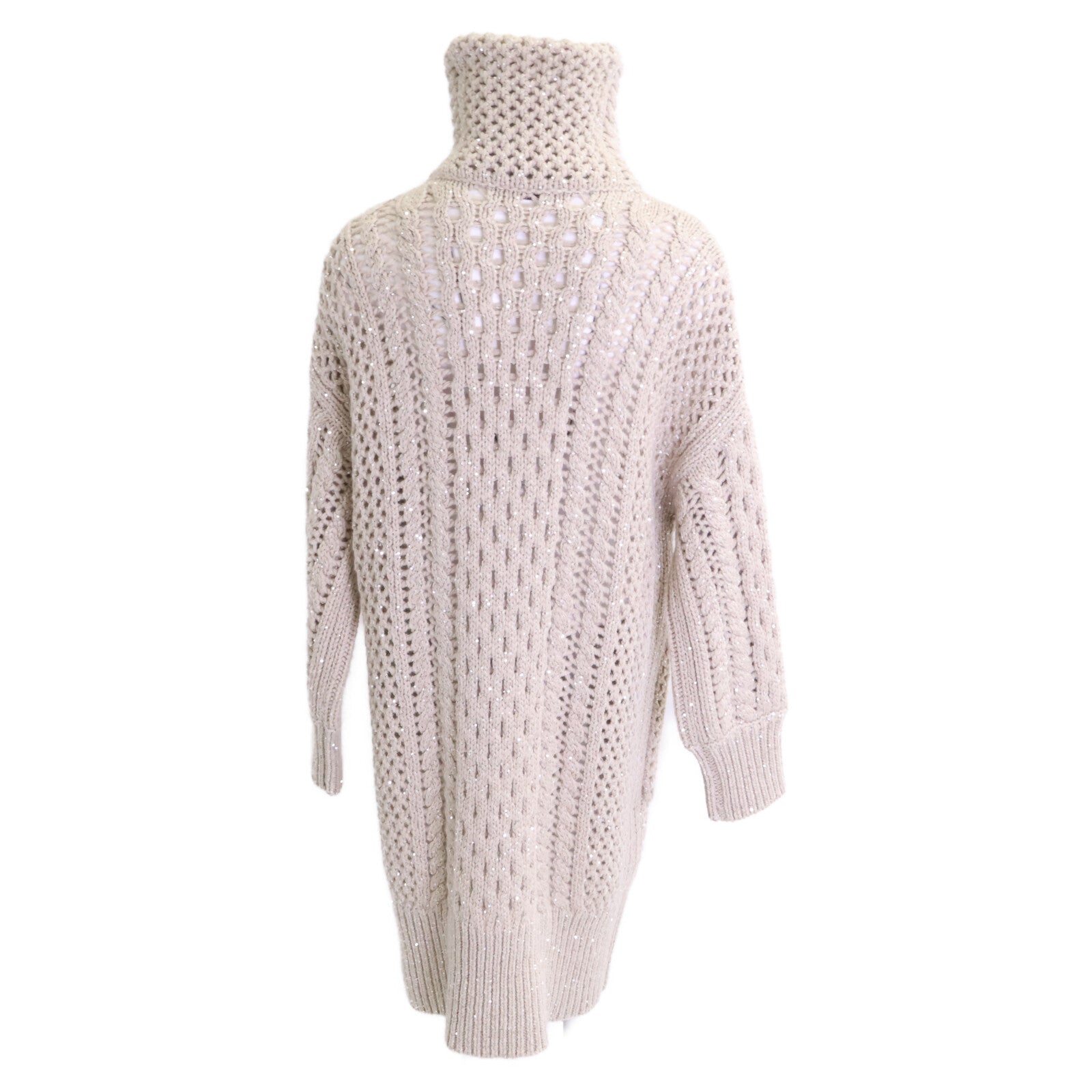 BRUNELLO CUCINELLI ブルネロクチネリ 【新品同様】MPA361126 カシミヤ混 透かし編み スパンコール ジップアップ ニット コート