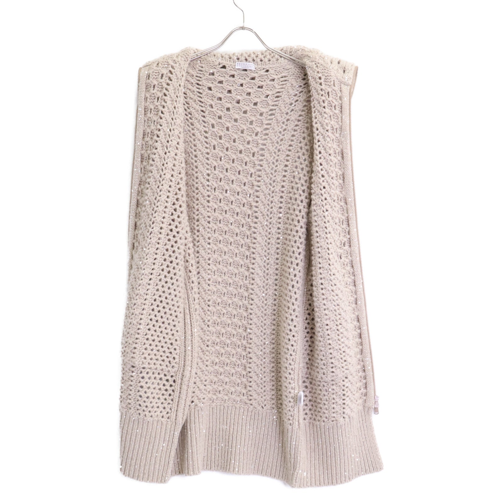 BRUNELLO CUCINELLI 【like new】MPA361126 cashmere-blend openwork sequin zip-up knit coat
