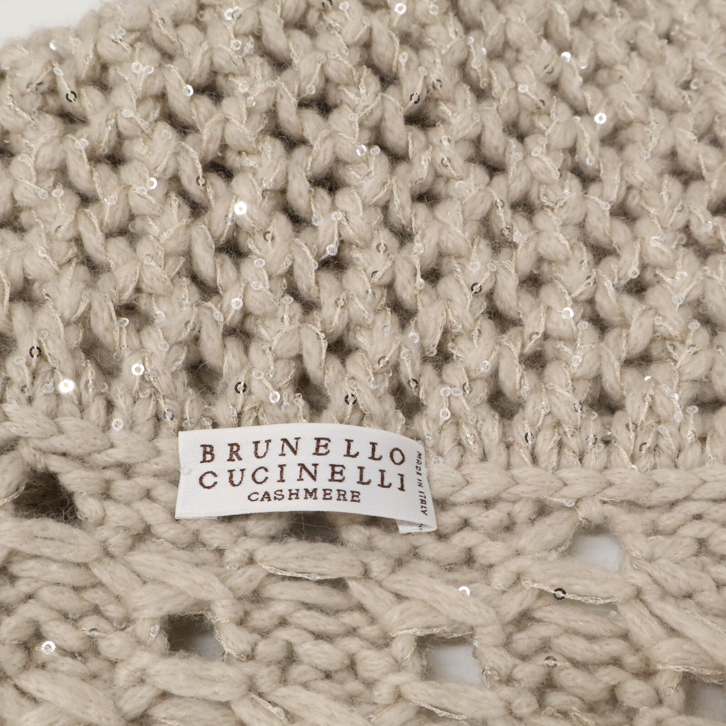BRUNELLO CUCINELLI ブルネロクチネリ 【新品同様】MPA361126 カシミヤ混 透かし編み スパンコール ジップアップ ニット コート