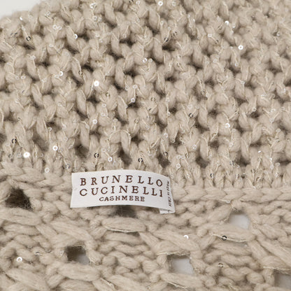 BRUNELLO CUCINELLI ブルネロクチネリ 【新品同様】MPA361126 カシミヤ混 透かし編み スパンコール ジップアップ ニット コート