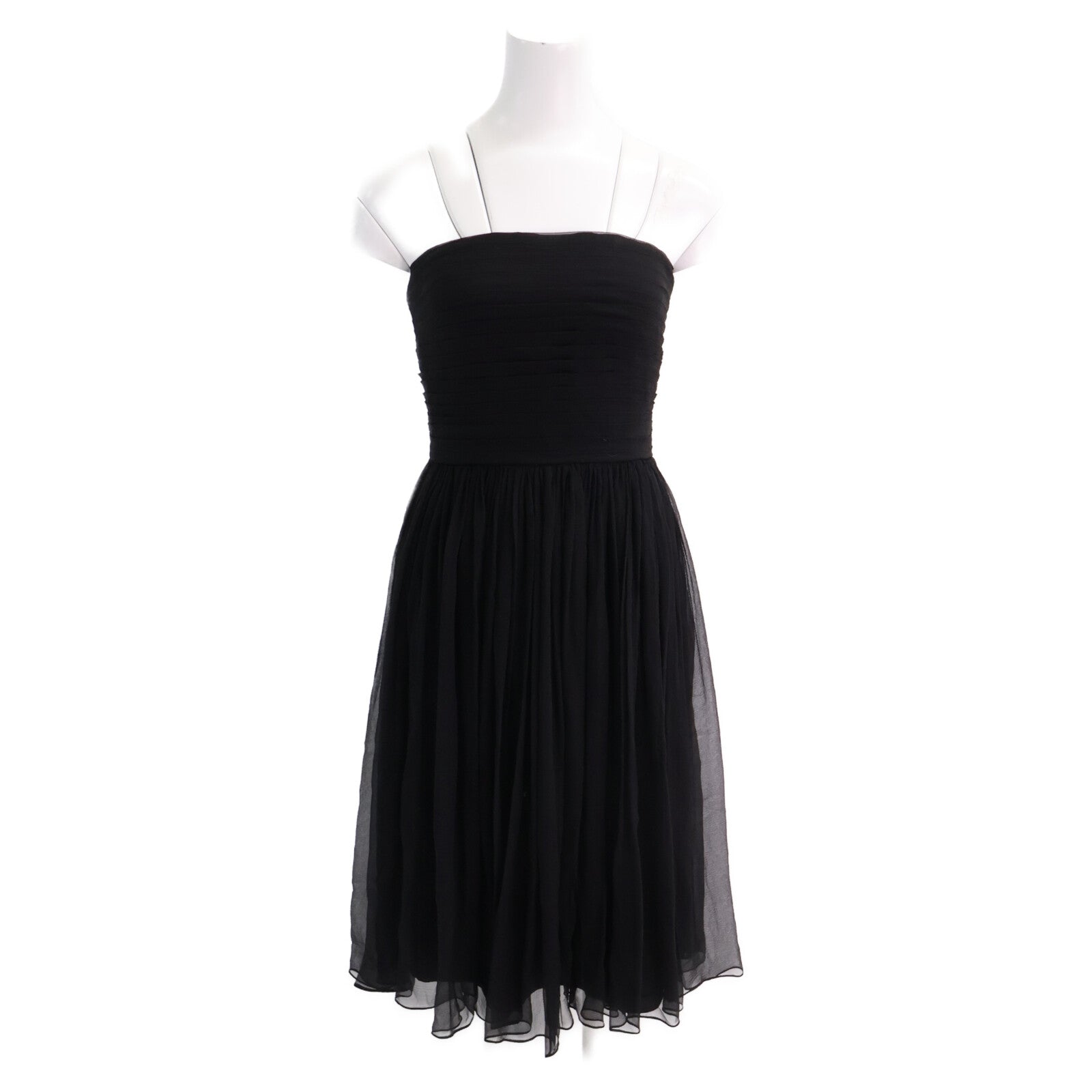 Christian Dior クリスチャンディオール 【国内正規】6C21647A1602 シルク ベアトップ シフォンドレス ワンピース