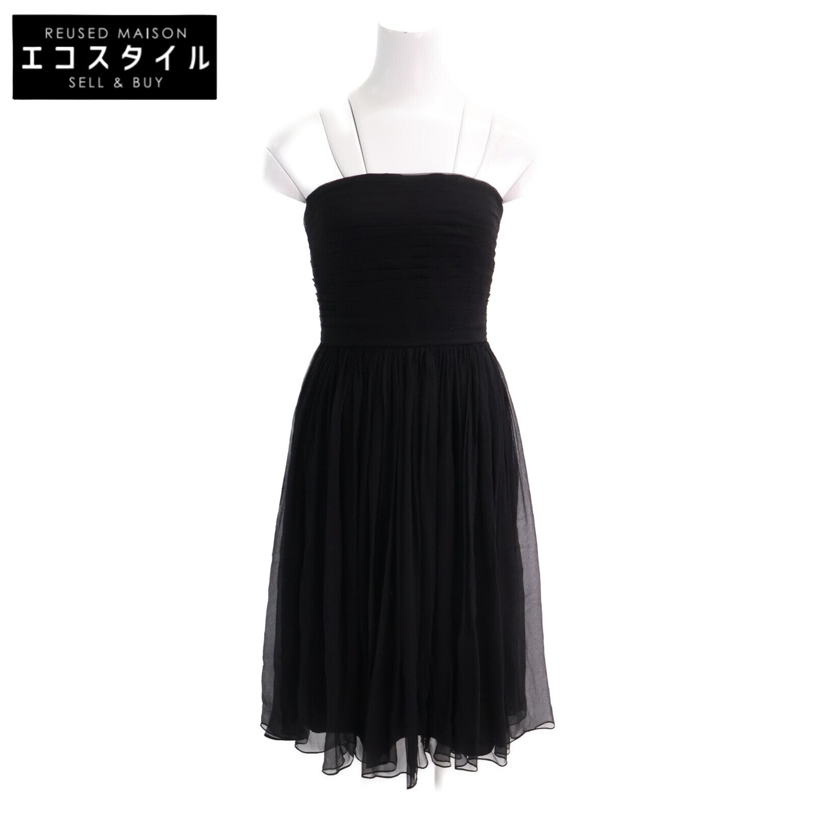 Christian Dior クリスチャンディオール 【国内正規】6C21647A1602 シルク ベアトップ シフォンドレス ワンピース