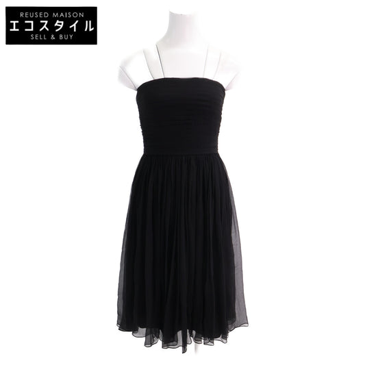 Christian Dior クリスチャンディオール 【国内正規】6C21647A1602 シルク ベアトップ シフォンドレス ワンピース