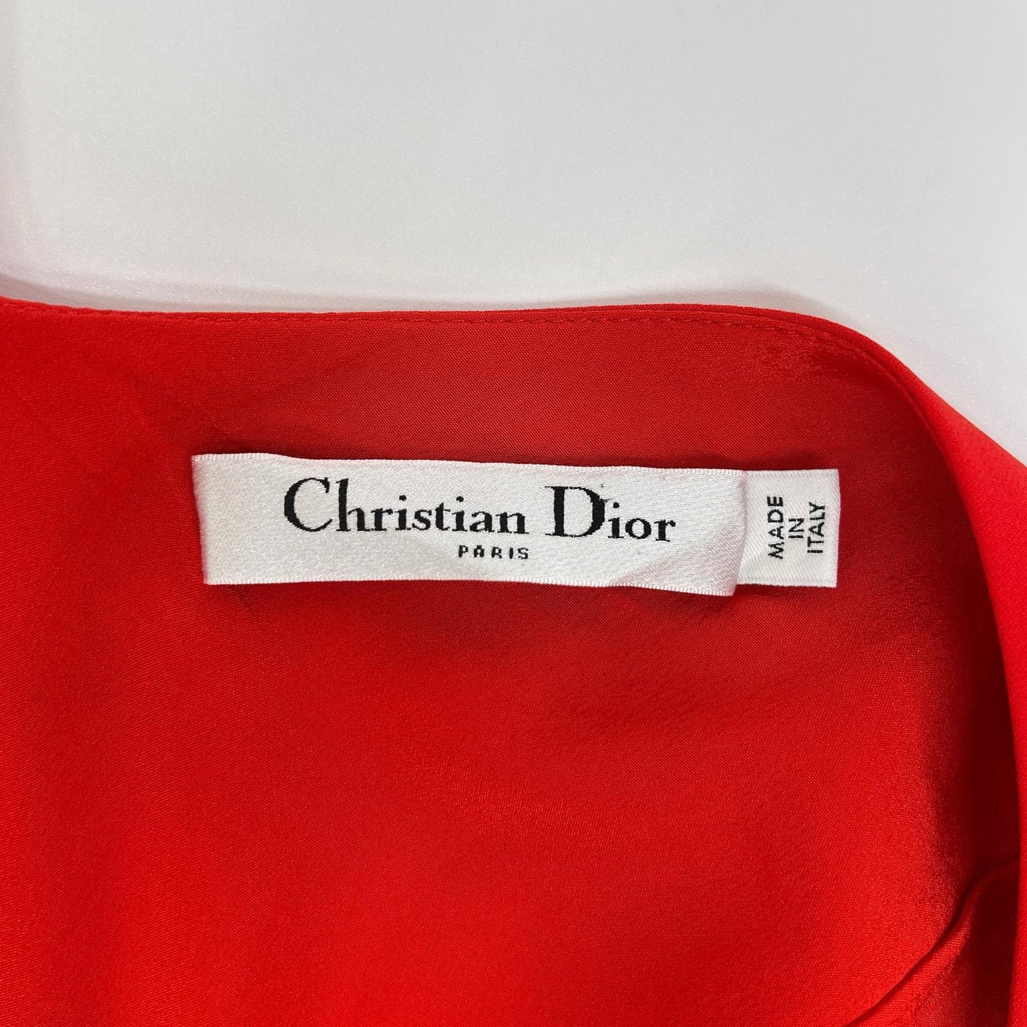 Christian Dior クリスチャンディオール レッド 6A21609A16125 シルク Vネック ワンピース ワンピース