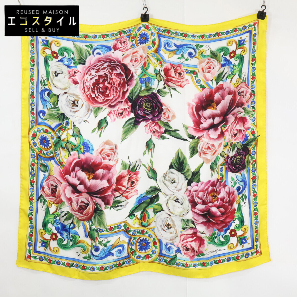 DOLCE&GABBANA ドルチェアンドガッバーナ 【国内正規】FN090R GDJ47 フラワー シルク スカーフ