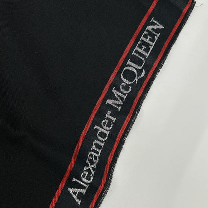 ALEXANDER McQUEEN アレキサンダーマックイーン ブラック ジャカードロゴ セルビッジスカーフ マフラー