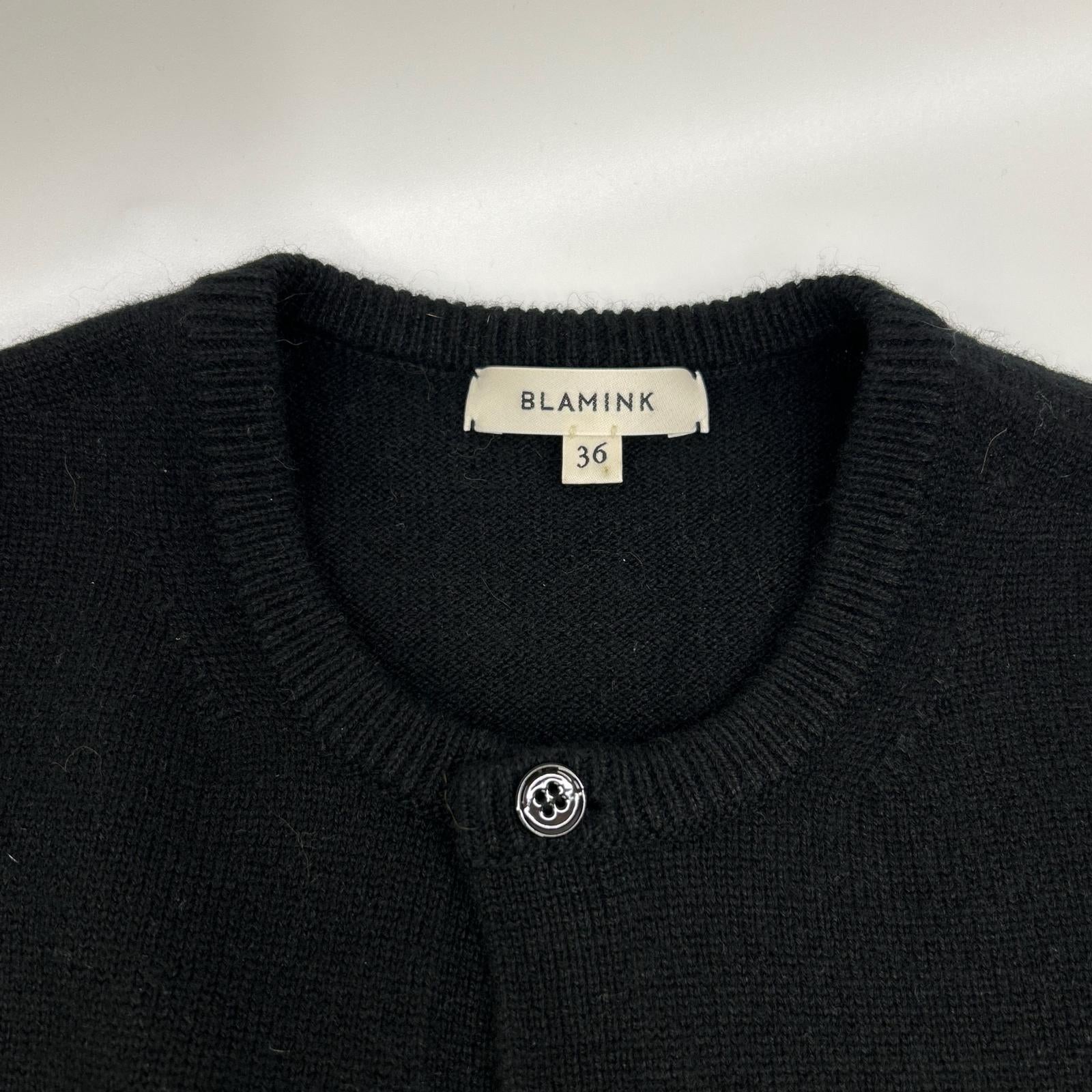 BLAMINK ブラミンク ブラック カシミヤシルク12Gクルーネックカーディガン トップス