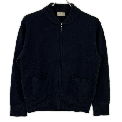 MargaretHowell マーガレットハウエル 22年 ブラック コットンウールカシミヤ ベースボールカラー ZIP カーディガン トップス