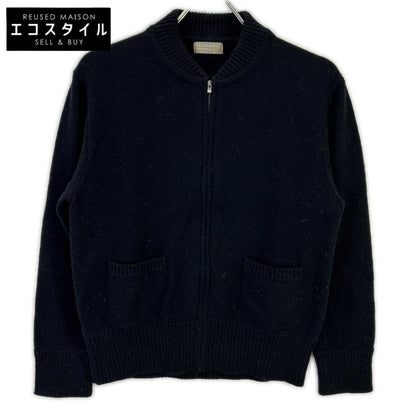 MargaretHowell マーガレットハウエル 22年 ブラック コットンウールカシミヤ ベースボールカラー ZIP カーディガン トップス