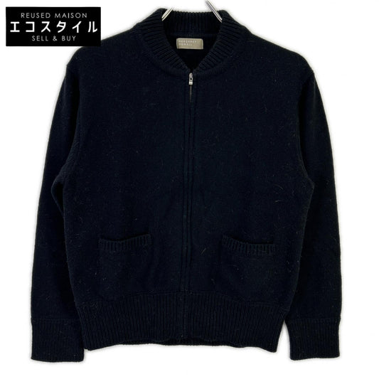 MargaretHowell マーガレットハウエル 22年 ブラック コットンウールカシミヤ ベースボールカラー ZIP カーディガン トップス