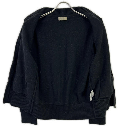 MargaretHowell マーガレットハウエル 22年 ブラック コットンウールカシミヤ ベースボールカラー ZIP カーディガン トップス