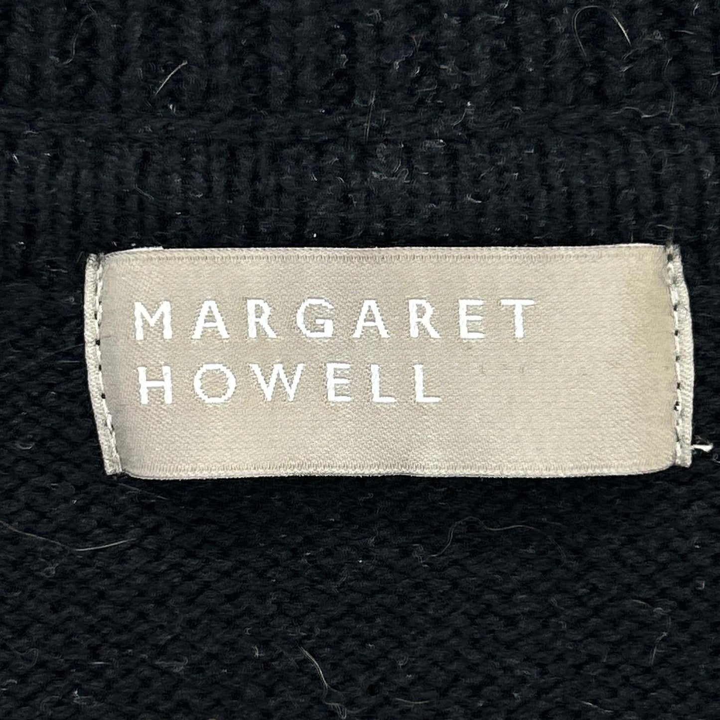 MargaretHowell マーガレットハウエル 22年 ブラック コットンウールカシミヤ ベースボールカラー ZIP カーディガン トップス