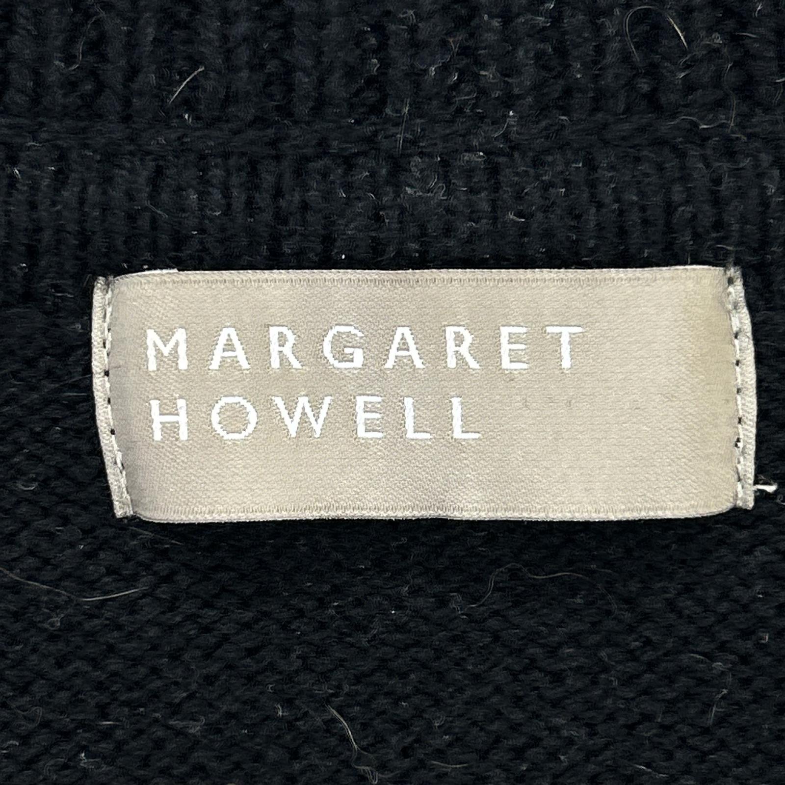 MargaretHowell マーガレットハウエル 22年 ブラック コットンウールカシミヤ ベースボールカラー ZIP カーディガン トップス