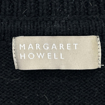 MargaretHowell マーガレットハウエル 22年 ブラック コットンウールカシミヤ ベースボールカラー ZIP カーディガン トップス
