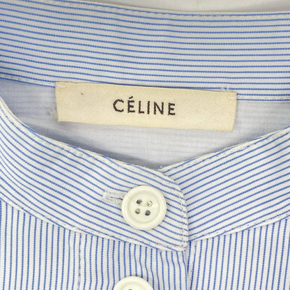 CELINE セリーヌ 20DO47562 ブルー ストライプ バンドカラー シャツ トップス
