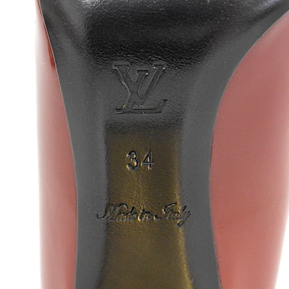 LOUIS VUITTON ルイヴィトン 美品 パテント レザー ロゴバックル パンプス シューズ レディース ボルドー 34 13年 シューズ