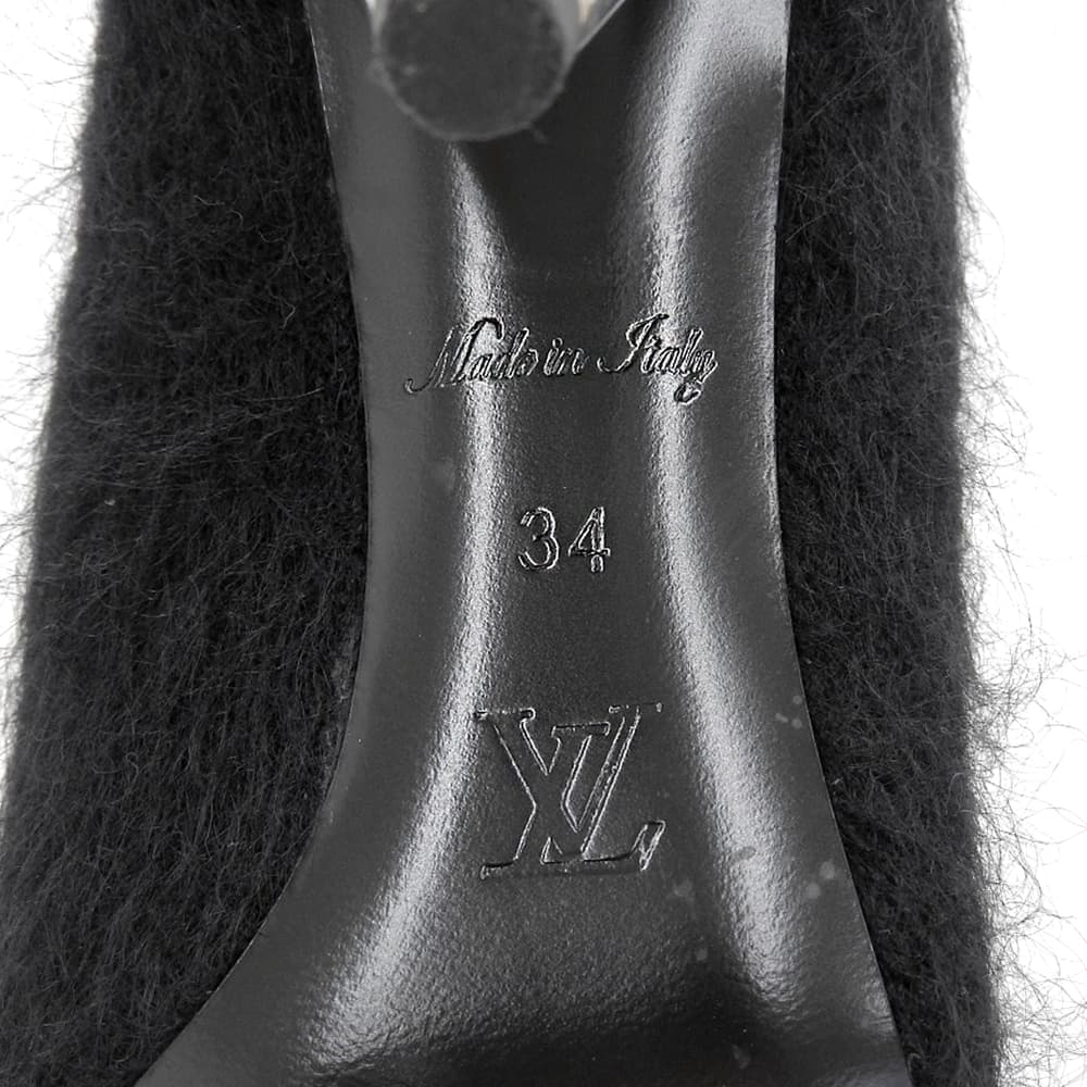 LOUIS VUITTON ルイヴィトン LVサークルロゴ モヘア エフィジーライン パンプス シューズ レディース 黒 ブラック 34 1A92L4 21年 シューズ