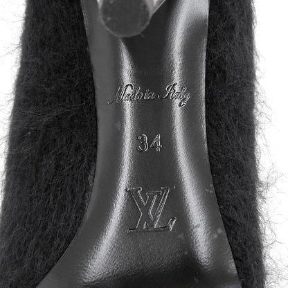 LOUIS VUITTON ルイヴィトン LVサークルロゴ モヘア エフィジーライン パンプス シューズ レディース 黒 ブラック 34 1A92L4 21年 シューズ