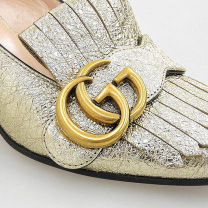 GUCCI グッチ GGモーメント メタリック ラミネートレザー パンプス レディース ゴールド 34 408208 シューズ