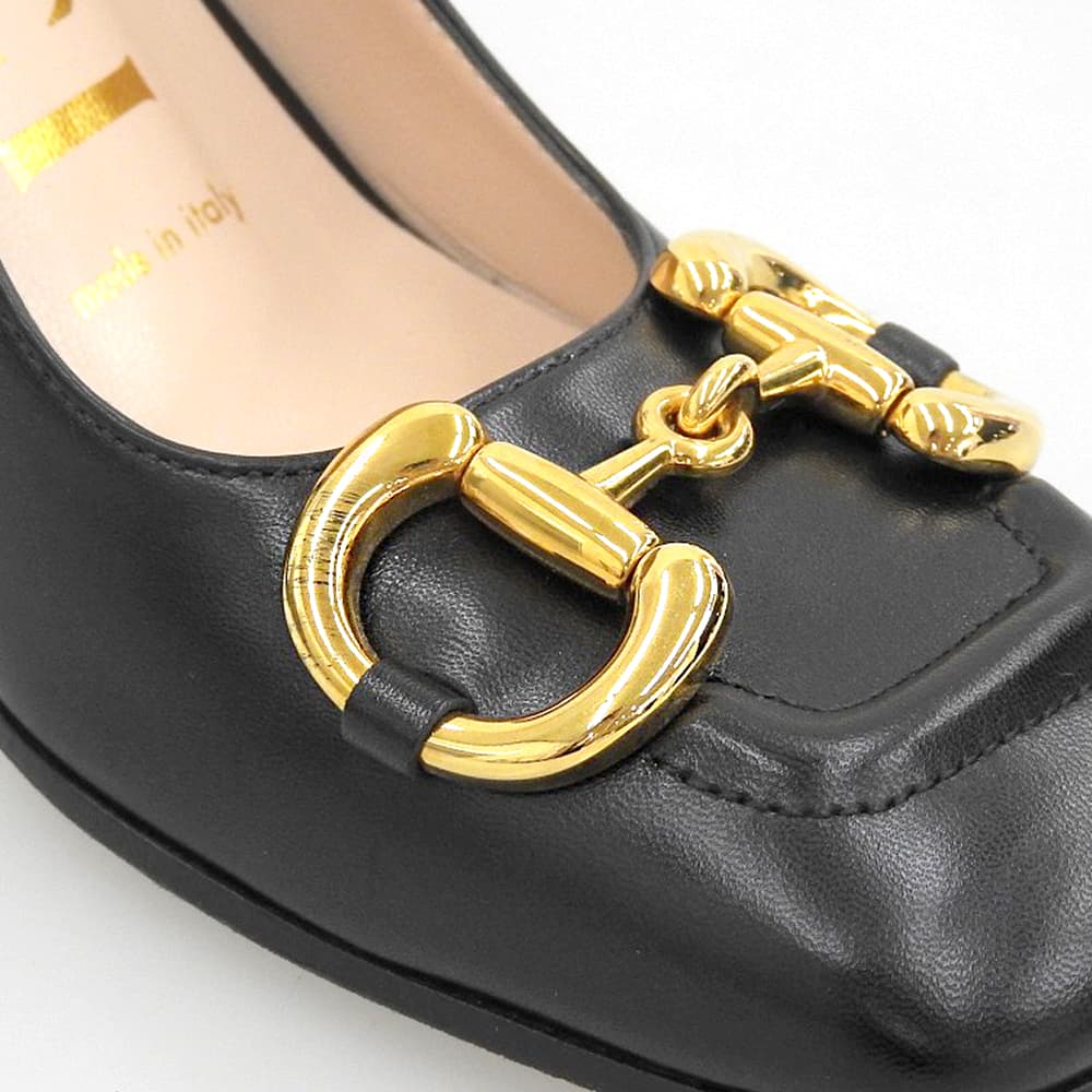 GUCCI グッチ 新品同様 ホースビット ミッドヒールパンプス シューズ レディース 黒 ブラック 34 1/2 643886 シューズ