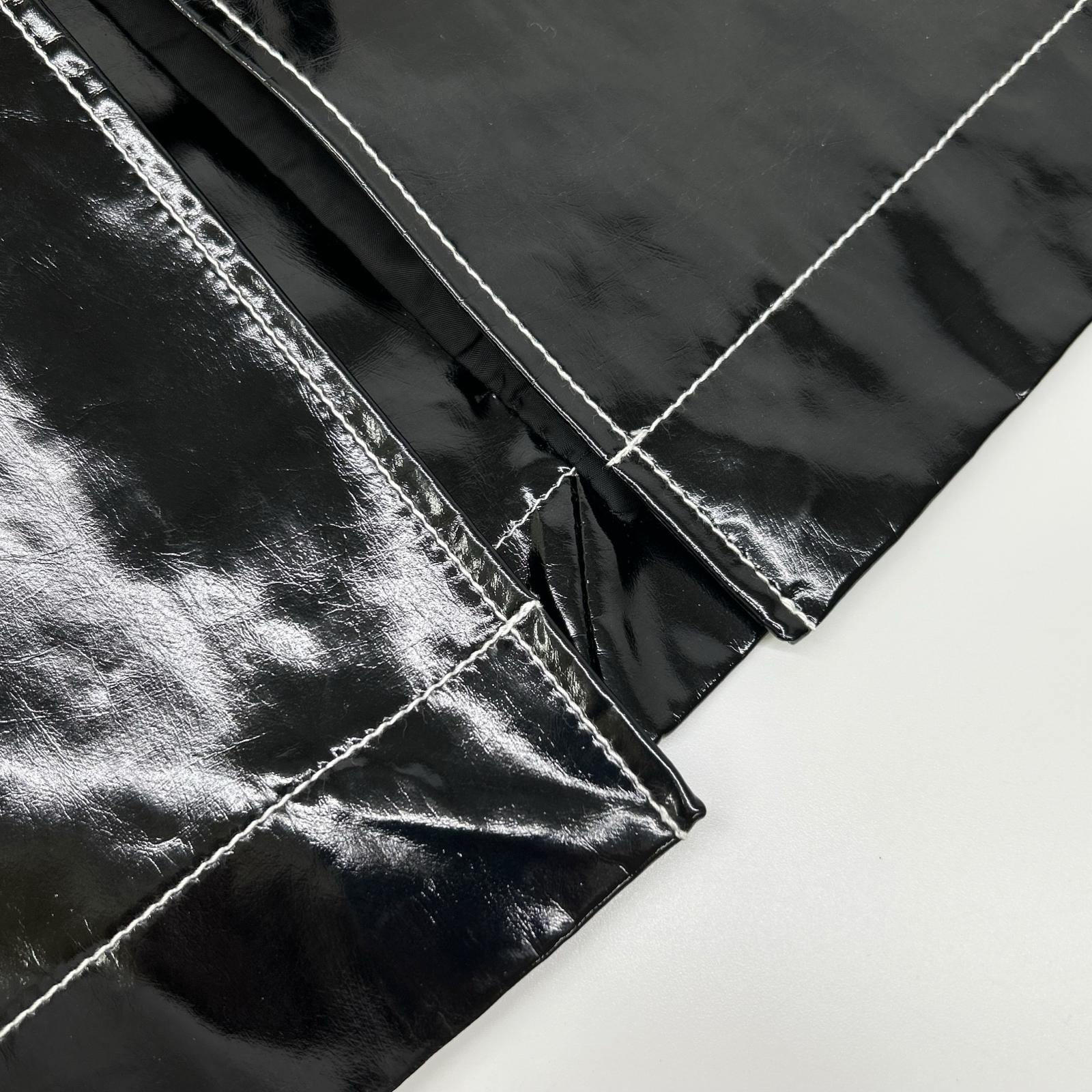 REJINA PYO black patent leather white-stitch slit skirt skirt