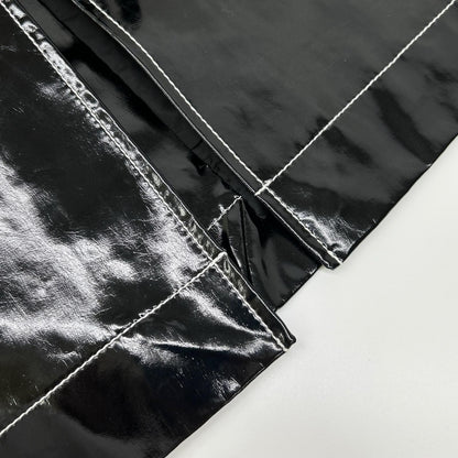 REJINA PYO black patent leather white-stitch slit skirt skirt