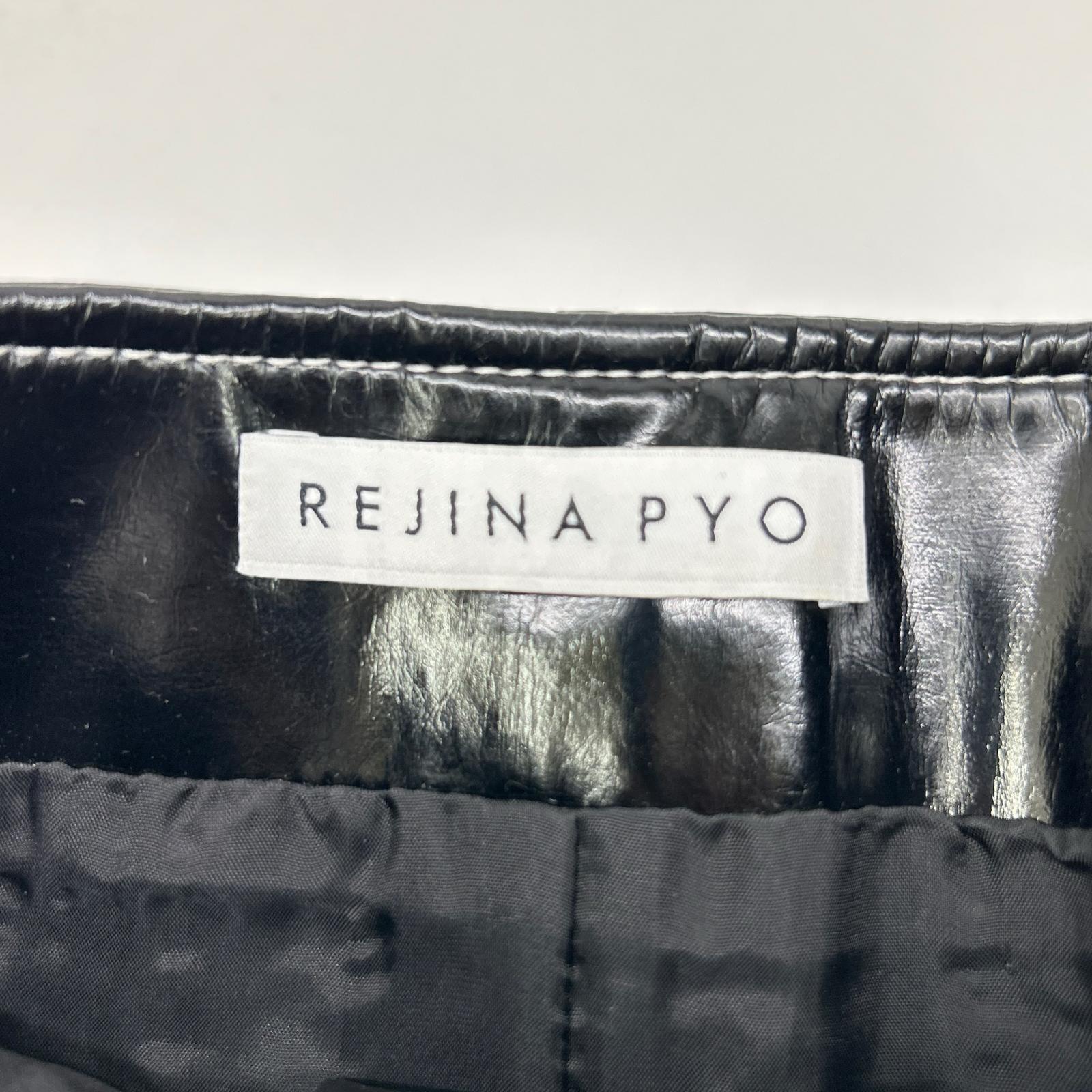 REJINA PYO レジーナピョウ ブラック パテントレザー 白ステッチ スリッドスカート スカート