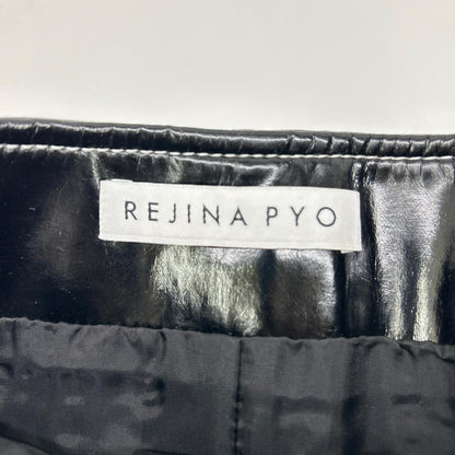 REJINA PYO black patent leather white-stitch slit skirt skirt