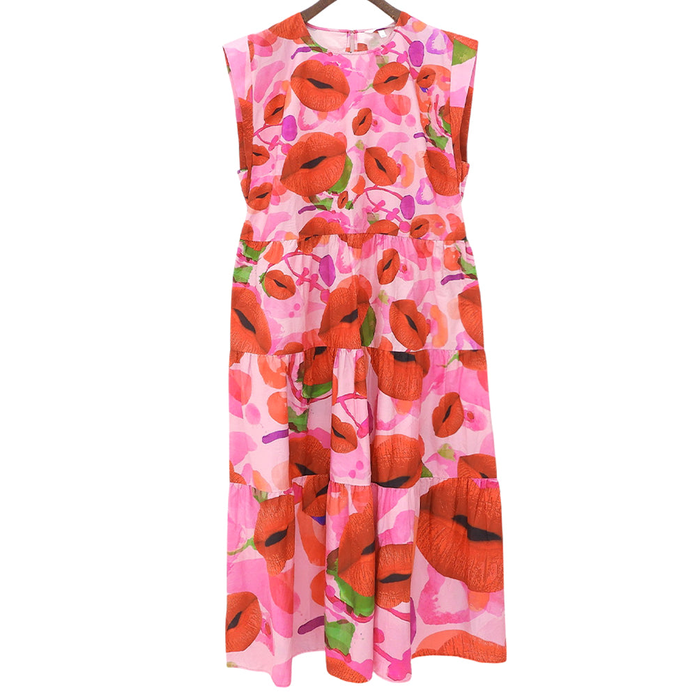 Desigual デシグアル 美品 M. Christian Lacroix リップモチーフ ワンピース レディース ピンク XL ワンピース