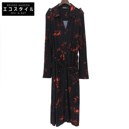 Desigual デシグアル SCRIBBLES LACROIX ロングスリーブワンピース レディース ブラック×レッド L ワンピース