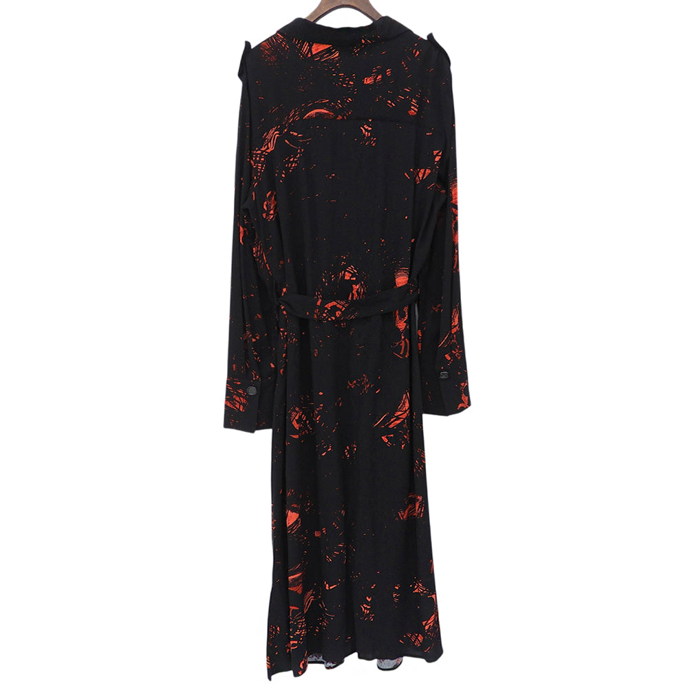 Desigual デシグアル SCRIBBLES LACROIX ロングスリーブワンピース レディース ブラック×レッド L ワンピース
