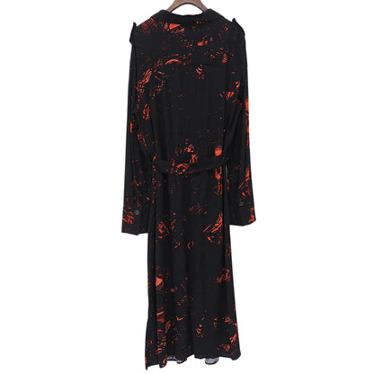 Desigual デシグアル SCRIBBLES LACROIX ロングスリーブワンピース レディース ブラック×レッド L ワンピース