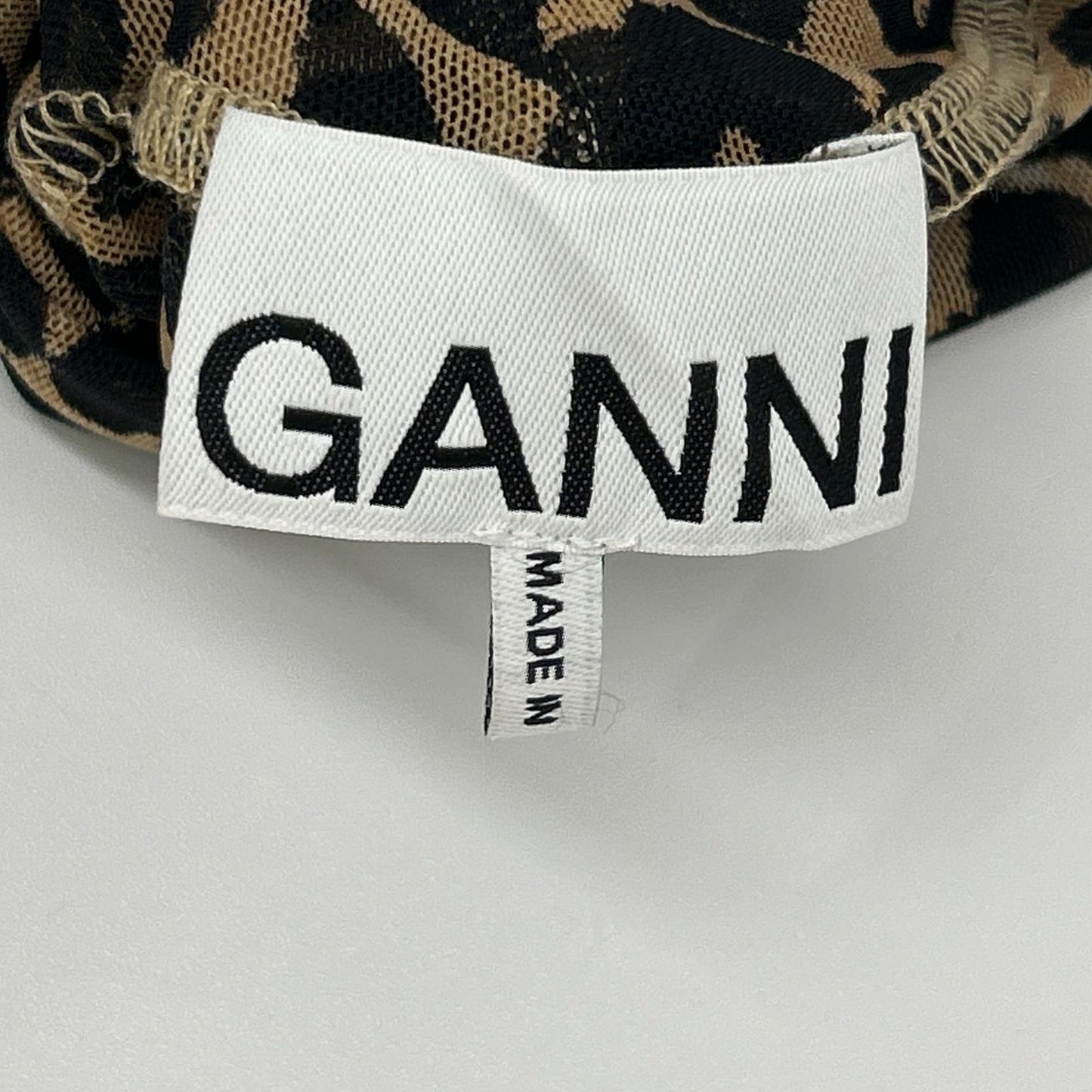 GANNI ガニー 1577-399-9078 レオパード ハイネック シアー ブラウス トップス