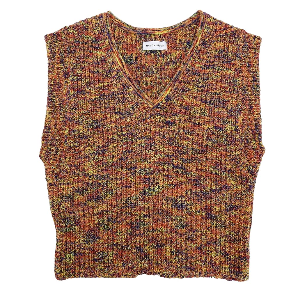 MAISON SPECIAL メゾンスペシャル 美品 ニットベスト レディース オレンジ系マルチカラー FREE 21211365401 ベスト