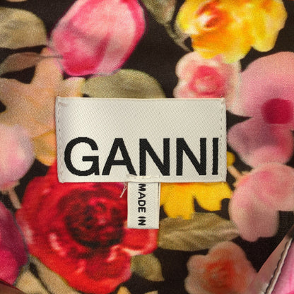 GANNI ガニー BA.C.CAP 11H 花柄 サテンシルク シャツワンピース トップス