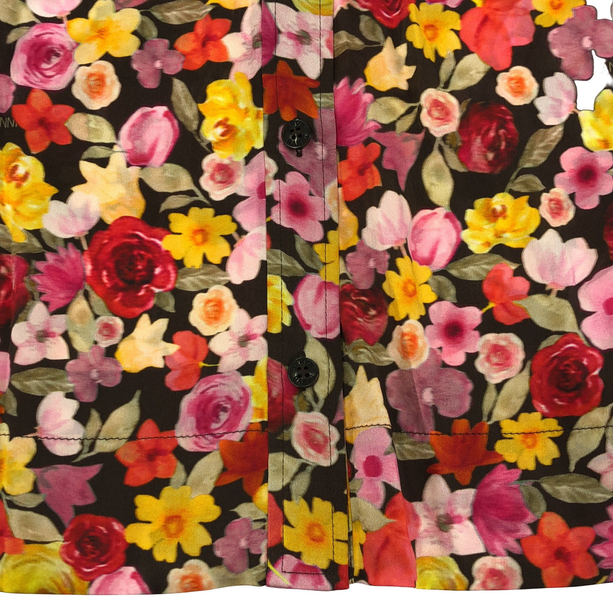 GANNI ガニー BA.C.CAP 11H 花柄 サテンシルク シャツワンピース トップス
